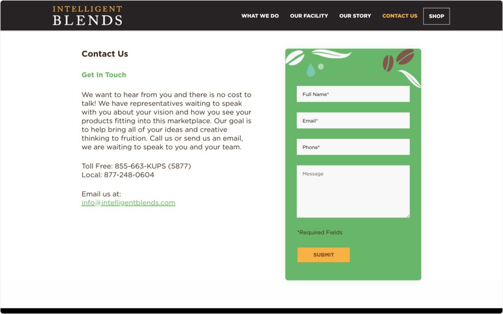 details of the service of the company called intelligent blends and customer subscription format