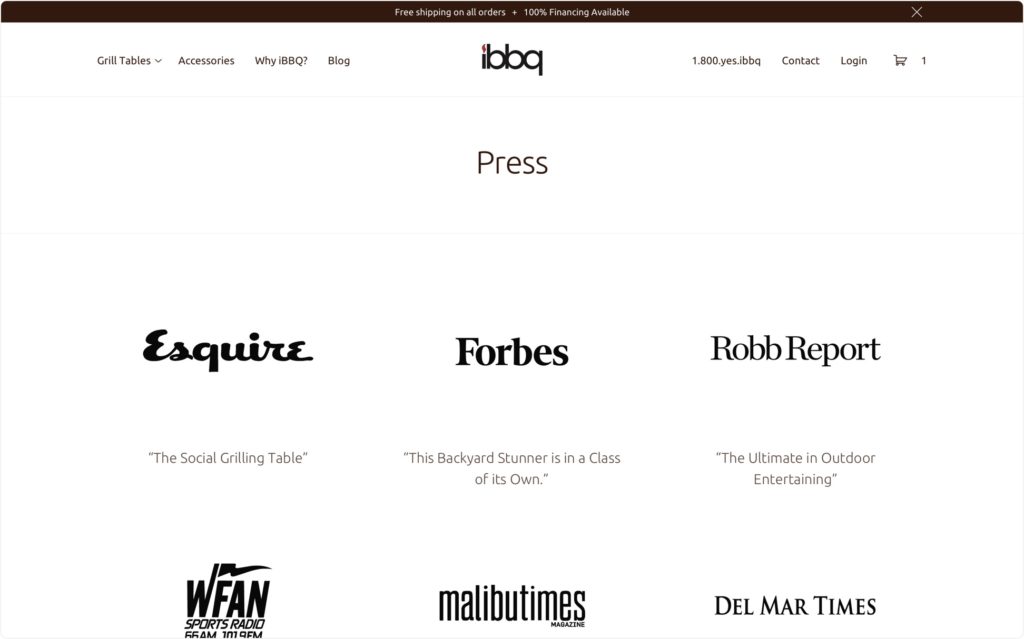 brand names on white background. ibbq website