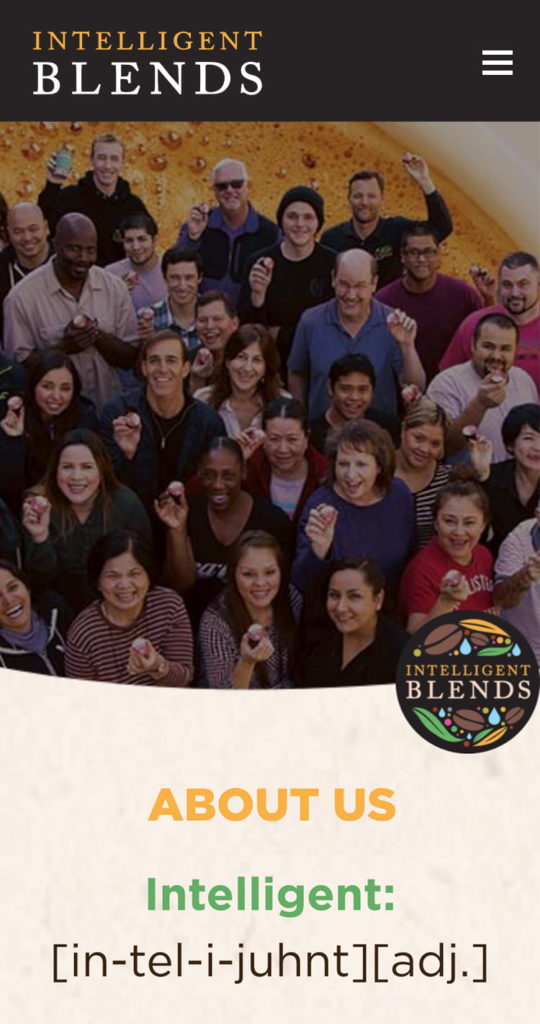 group of workers showing the product of the company called intelligent blends