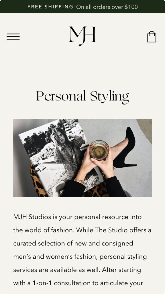 MJH Studios personal styling mobile