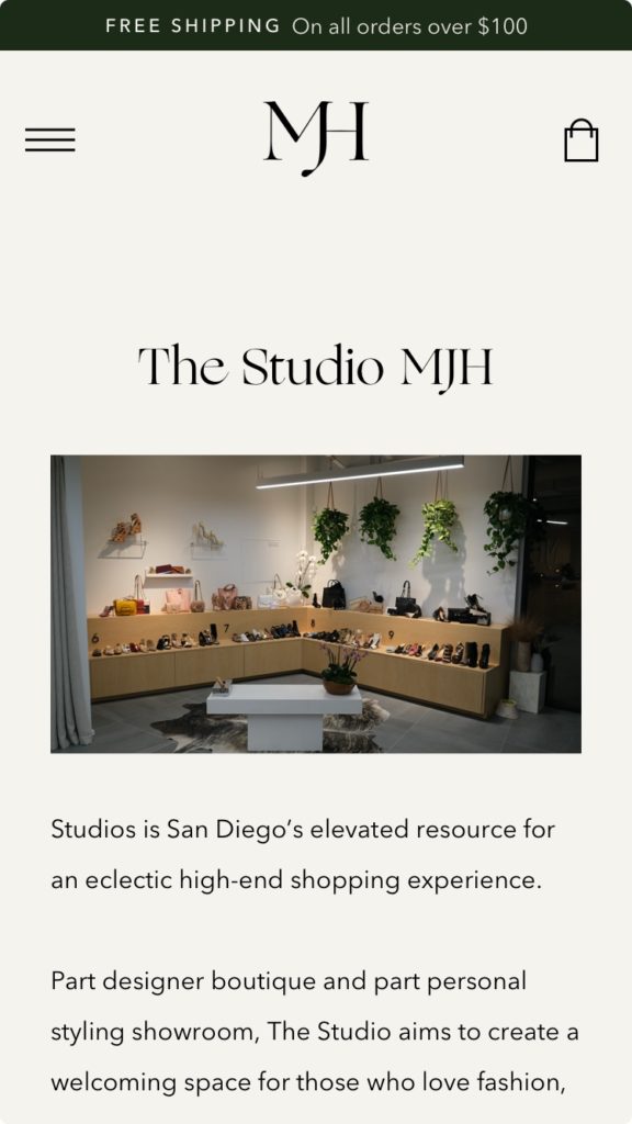 MJH Studios about us mobile
