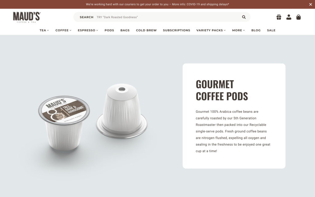 gourmet coffee capsules on a white background