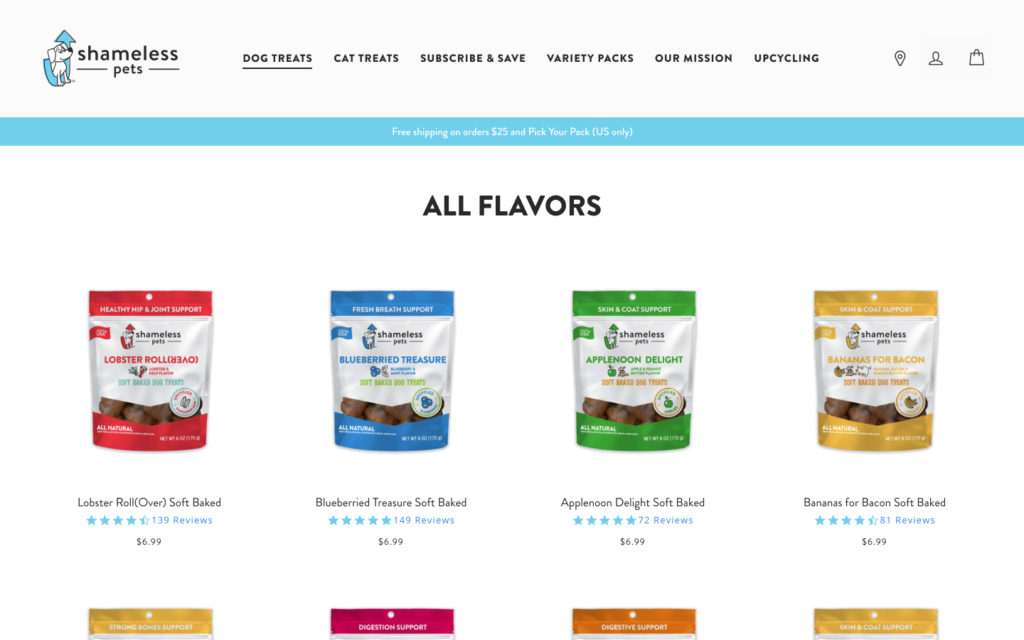 healthy pet treats in different flavors