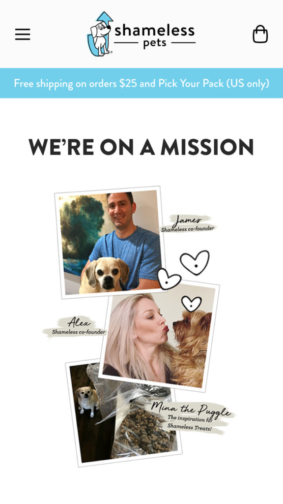 individual photos of a man and a woman with their dog and a photo of a dog with its favorite food