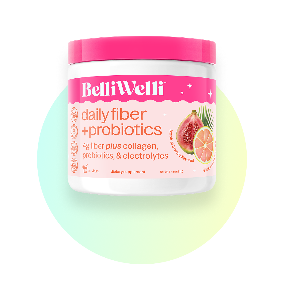 BelliWelli daily fiber + probiotics supplement jar
