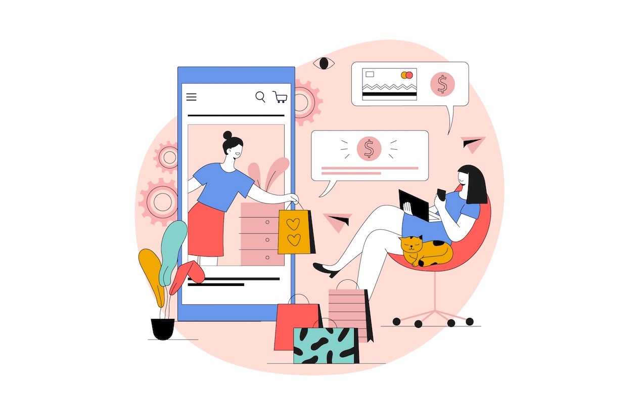 Woman shopping online with AI assistance on tablet, BelliWelli AI email marketing case study.