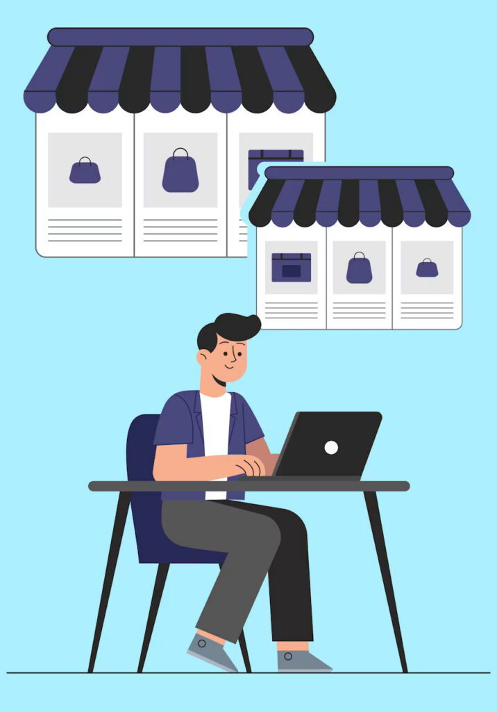Man working on laptop, representing a Shopify growth agency managing online stores.