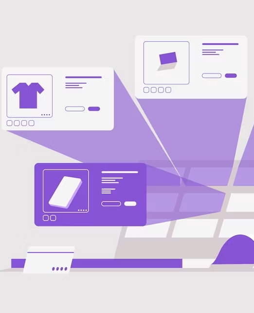 Digital product listings for online shopping, featuring clothing and electronics.